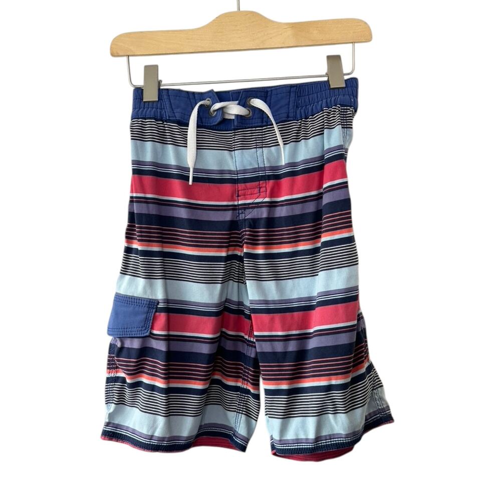 Hanna Andersson Blue & Red Stripe Swim Trunks Boy's Size 6-7